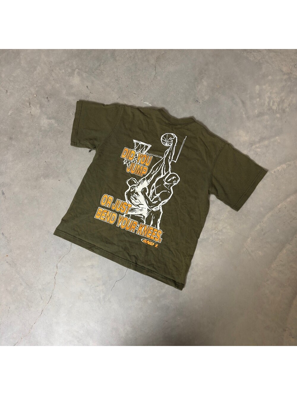 Vintage AND1 Basketball Graphic TShirt Boys L Olive 90s